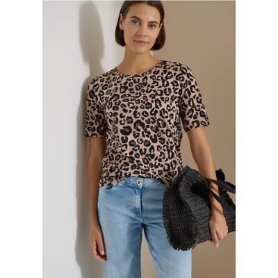 cecil T-Shirt mit Rundhals und Leo-Muster - Beige - Damen - Size: 3XL L S XL XXL XS M cecil T-Shirt mit Rundhals und Leo-Muster - Beige - Damen - Size: 3XL L S XL XXL XS M