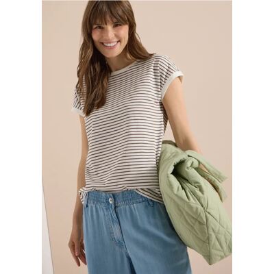 cecil T-Shirt mit Boat Neck und Streifen - Beige - Damen - Size: XS M L XXL XL S cecil T-Shirt mit Boat Neck und Streifen - Beige - Damen - Size: XS M L XXL XL S