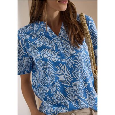 cecil T-Shirt mit Split Neck und Print - Blau - Damen - Size: 3XL XL XS M S L XXL cecil T-Shirt mit Split Neck und Print - Blau - Damen - Size: 3XL XL XS M S L XXL