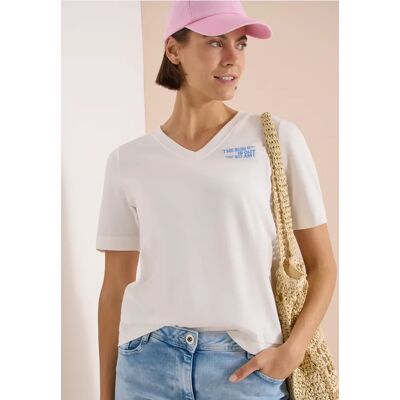 cecil T-Shirt mit V-Neck und Wording-Detail - Weiß - Damen - Size: XL XS S XXL M L cecil T-Shirt mit V-Neck und Wording-Detail - Weiß - Damen - Size: XL XS S XXL M L