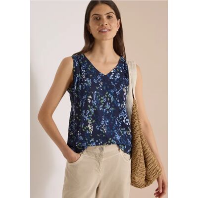 cecil Top mit Rounded V-Neck und Print - Blau - Damen - Size: S XS L XL M XXL cecil Top mit Rounded V-Neck und Print - Blau - Damen - Size: S XS L XL M XXL