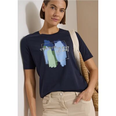 cecil T-Shirt mit Rundhals und Frontprint - Blau - Damen - Size: M S L XXL XL XS cecil T-Shirt mit Rundhals und Frontprint - Blau - Damen - Size: M S L XXL XL XS
