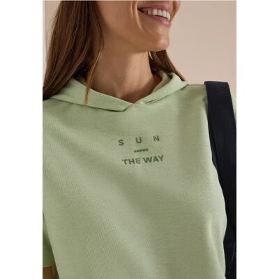 cecil Kurzarm Shirt mit Kapuze und Wording - Grün - Damen - Size: XXL M L S XL cecil Kurzarm Shirt mit Kapuze und Wording - Grün - Damen - Size: XXL M L S XL