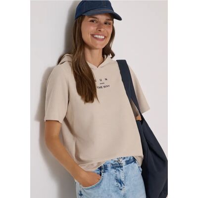 cecil Kurzarm Shirt mit Kapuze und Wording - Beige - Damen - Size: S L XL XXL M cecil Kurzarm Shirt mit Kapuze und Wording - Beige - Damen - Size: S L XL XXL M