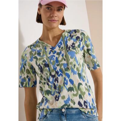 cecil T-Shirt mit Split Neck und Print - Beige - Damen - Size: XS XL S XXL M L cecil T-Shirt mit Split Neck und Print - Beige - Damen - Size: XS XL S XXL M L