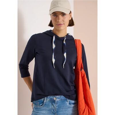 cecil 3/4-Arm Shirt mit Kapuze und Printdetails - Blau - Damen - Size: L XS XL XXL S M cecil 3/4-Arm Shirt mit Kapuze und Printdetails - Blau - Damen - Size: L XS XL XXL S M