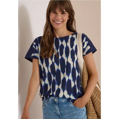 cecil T-Shirt mit Strukturmix und Print - Blau - Damen - Size: S M L XXL XL XS cecil T-Shirt mit Strukturmix und Print - Blau - Damen - Size: S M L XXL XL XS
