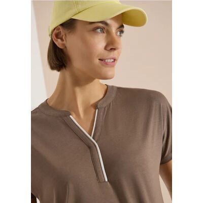 cecil T-Shirt mit Split Neck in Unifarbe - Beige - Damen - Size: 3XL XL XXL M S XS L cecil T-Shirt mit Split Neck in Unifarbe - Beige - Damen - Size: 3XL XL XXL M S XS L