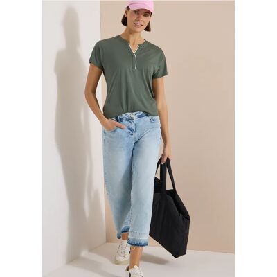 cecil T-Shirt mit Split Neck in Unifarbe - Grün - Damen - Size: S XL M L XS XXL 3XL cecil T-Shirt mit Split Neck in Unifarbe - Grün - Damen - Size: S XL M L XS XXL 3XL