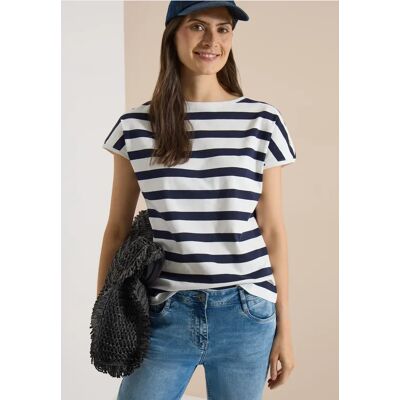 cecil T-Shirt mit Boat Neck und Knopfdetail - Blau - Damen - Size: XXL L XS XL S M cecil T-Shirt mit Boat Neck und Knopfdetail - Blau - Damen - Size: XXL L XS XL S M