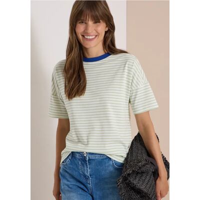 cecil T-Shirt mit Streifen und Kontrastdetail - Grün - Damen - Size: S XS XXL L M XL cecil T-Shirt mit Streifen und Kontrastdetail - Grün - Damen - Size: S XS XXL L M XL