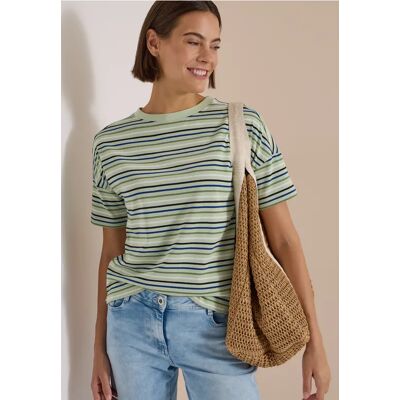 cecil T-Shirt mit Multicolor Streifen - Grün - Damen - Size: XS XXL L M S XL cecil T-Shirt mit Multicolor Streifen - Grün - Damen - Size: XS XXL L M S XL