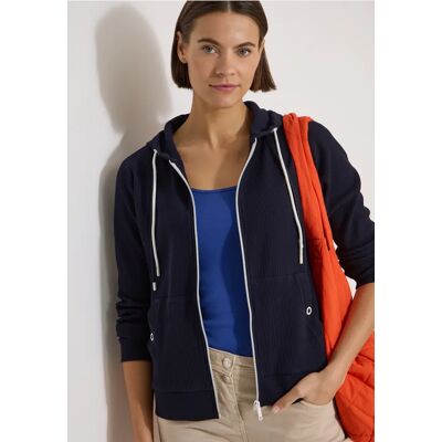 cecil Langarm Jacke mit Kapuze und Struktur - Blau - Damen - Size: L S XL XXL XS M cecil Langarm Jacke mit Kapuze und Struktur - Blau - Damen - Size: L S XL XXL XS M