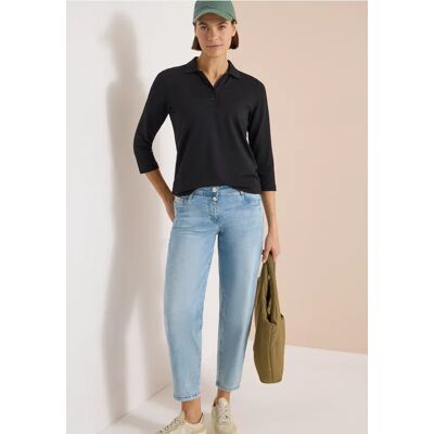 cecil 3/4-Arm Poloshirt mit Knopfdetail - Schwarz - Damen - Size: XL XS XXL S M L cecil 3/4-Arm Poloshirt mit Knopfdetail - Schwarz - Damen - Size: XL XS XXL S M L