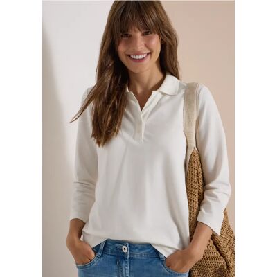 cecil 3/4-Arm Poloshirt mit Knopfdetail - Weiß - Damen - Size: XXL M L S XL XS cecil 3/4-Arm Poloshirt mit Knopfdetail - Weiß - Damen - Size: XXL M L S XL XS