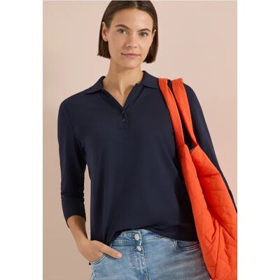 cecil 3/4-Arm Poloshirt mit Knopfdetail - Blau - Damen - Size: XS XXL S M L XL cecil 3/4-Arm Poloshirt mit Knopfdetail - Blau - Damen - Size: XS XXL S M L XL