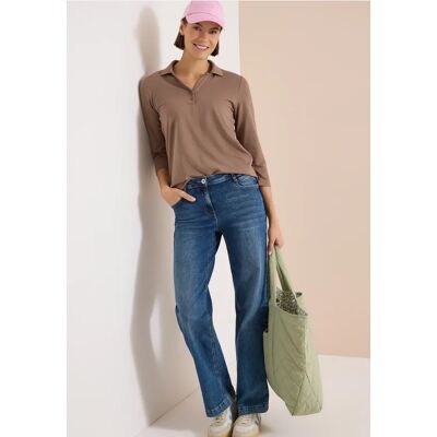 cecil 3/4-Arm Poloshirt mit Knopfdetail - Braun - Damen - Size: M XL S L XXL XS cecil 3/4-Arm Poloshirt mit Knopfdetail - Braun - Damen - Size: M XL S L XXL XS