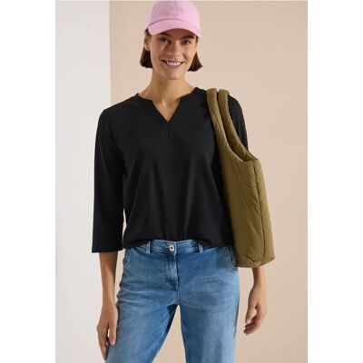 cecil 3/4-Arm Shirt mit Split Neck und Elastiksaum - Schwarz - Damen - Size: M XL L XXL 3XL XS S cecil 3/4-Arm Shirt mit Split Neck und Elastiksaum - Schwarz - Damen - Size: M XL L XXL 3XL XS S