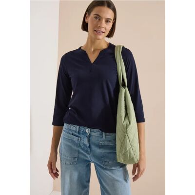 cecil 3/4-Arm Shirt mit Split Neck und Elastiksaum - Blau - Damen - Size: S M L XL XS 3XL XXL cecil 3/4-Arm Shirt mit Split Neck und Elastiksaum - Blau - Damen - Size: S M L XL XS 3XL XXL