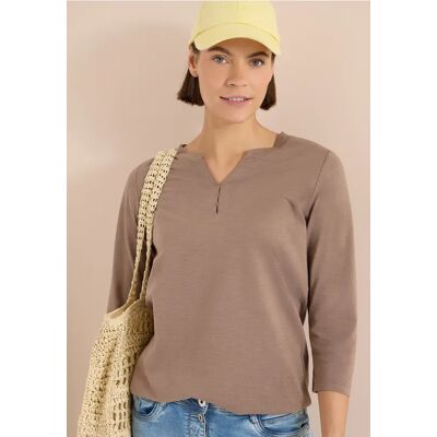 cecil 3/4-Arm Shirt mit Split Neck und Elastiksaum - Braun - Damen - Size: S 3XL XS L M XXL XL cecil 3/4-Arm Shirt mit Split Neck und Elastiksaum - Braun - Damen - Size: S 3XL XS L M XXL XL