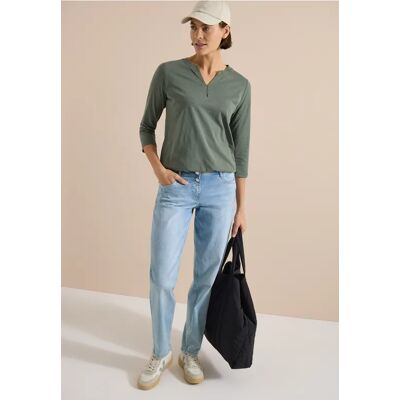 cecil 3/4-Arm Shirt mit Split Neck und Elastiksaum - Grün - Damen - Size: M XXL S XS 3XL XL L cecil 3/4-Arm Shirt mit Split Neck und Elastiksaum - Grün - Damen - Size: M XXL S XS 3XL XL L