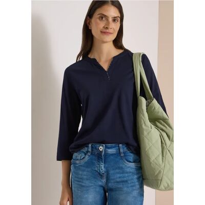 cecil 3/4-Arm Shirt mit Split Neck - Blau - Damen - Size: XXL S XS XL L M cecil 3/4-Arm Shirt mit Split Neck - Blau - Damen - Size: XXL S XS XL L M