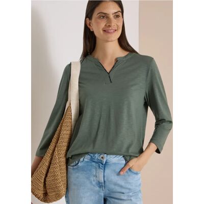 cecil 3/4-Arm Shirt mit Split Neck - Grün - Damen - Size: XL L S M XS XXL cecil 3/4-Arm Shirt mit Split Neck - Grün - Damen - Size: XL L S M XS XXL