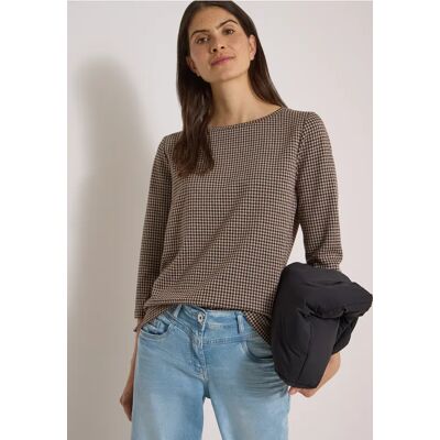 cecil 3/4-Arm Shirt im Pepita-Look - Braun - Damen - Size: 3XL L XS S XL XXL M cecil 3/4-Arm Shirt im Pepita-Look - Braun - Damen - Size: 3XL L XS S XL XXL M