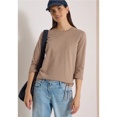 cecil 3/4-Arm Shirt mit Rundhals in Unifarbe - Braun - Damen - Size: XS XL M L S XXL cecil 3/4-Arm Shirt mit Rundhals in Unifarbe - Braun - Damen - Size: XS XL M L S XXL