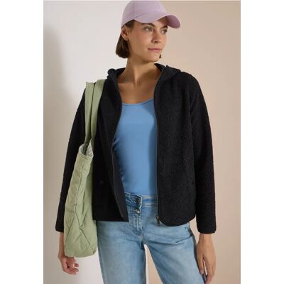 cecil Teddy-Jacke mit Kapuze in Unifarbe - Schwarz - Damen - Size: L S M XXL XS XL cecil Teddy-Jacke mit Kapuze in Unifarbe - Schwarz - Damen - Size: L S M XXL XS XL