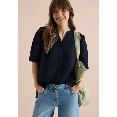 cecil Bluse mit Split Neck aus Leinenmix - Blau - Damen - Size: M L XL S XS cecil Bluse mit Split Neck aus Leinenmix - Blau - Damen - Size: M L XL S XS