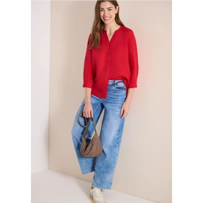 cecil Bluse mit Split Neck aus Leinenmix - Rot - Damen - Size: S XS L XXL XL M cecil Bluse mit Split Neck aus Leinenmix - Rot - Damen - Size: S XS L XXL XL M