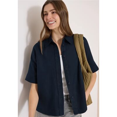 cecil Kurzarm Hemdbluse aus reinem Leinen - Blau - Damen - Size: XXL XL L M cecil Kurzarm Hemdbluse aus reinem Leinen - Blau - Damen - Size: XXL XL L M