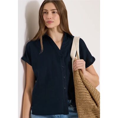cecil Dropped Shoulder Bluse aus Leinen - Blau - Damen - Size: L M XL XXL S cecil Dropped Shoulder Bluse aus Leinen - Blau - Damen - Size: L M XL XXL S