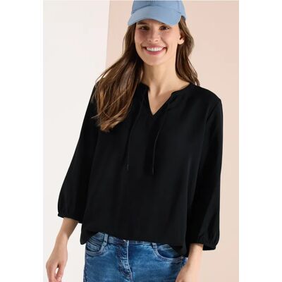 cecil 3/4-Arm Bluse mit Split Neck und Bändern - Schwarz - Damen - Size: M XL S L XS XXL cecil 3/4-Arm Bluse mit Split Neck und Bändern - Schwarz - Damen - Size: M XL S L XS XXL