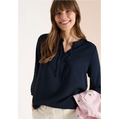 cecil 3/4-Arm Bluse mit Split Neck und Bändern - Blau - Damen - Size: XS M L XL S XXL cecil 3/4-Arm Bluse mit Split Neck und Bändern - Blau - Damen - Size: XS M L XL S XXL