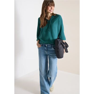 cecil 3/4-Arm Bluse mit Split Neck und Bändern - Grün - Damen - Size: XXL M L XS S XL 3XL cecil 3/4-Arm Bluse mit Split Neck und Bändern - Grün - Damen - Size: XXL M L XS S XL 3XL