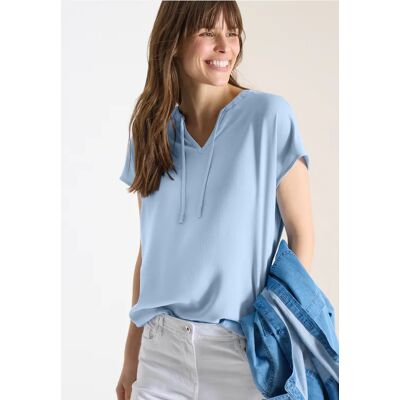 cecil Kurzarm Bluse mit Strukturmix - Blau - Damen - Size: XL L XXL M cecil Kurzarm Bluse mit Strukturmix - Blau - Damen - Size: XL L XXL M