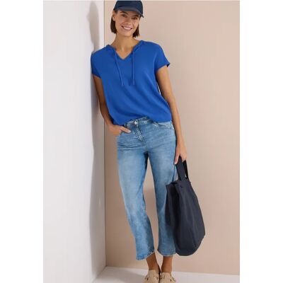 cecil Kurzarm Bluse mit Strukturmix - Blau - Damen - Size: M XL XS XXL S L cecil Kurzarm Bluse mit Strukturmix - Blau - Damen - Size: M XL XS XXL S L