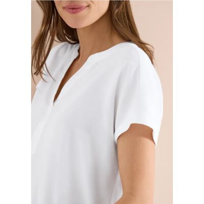 cecil Kurzarm Bluse mit Split Neck - Weiß - Damen - Size: L M XS S XL XXL cecil Kurzarm Bluse mit Split Neck - Weiß - Damen - Size: L M XS S XL XXL