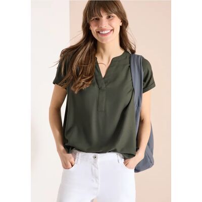 cecil Kurzarm Bluse mit Split Neck - Grün - Damen - Size: XS L S M XXL XL cecil Kurzarm Bluse mit Split Neck - Grün - Damen - Size: XS L S M XXL XL