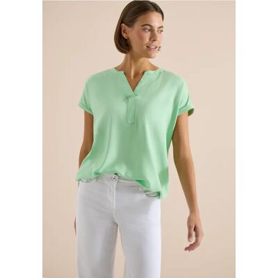 cecil Kurzarm Bluse mit Split Neck - Grün - Damen - Size: XS XL XXL M S L cecil Kurzarm Bluse mit Split Neck - Grün - Damen - Size: XS XL XXL M S L