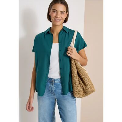 cecil Basic Bluse mit Hemdkragen in Unifarbe - Grün - Damen - Size: S L XL XXL M cecil Basic Bluse mit Hemdkragen in Unifarbe - Grün - Damen - Size: S L XL XXL M
