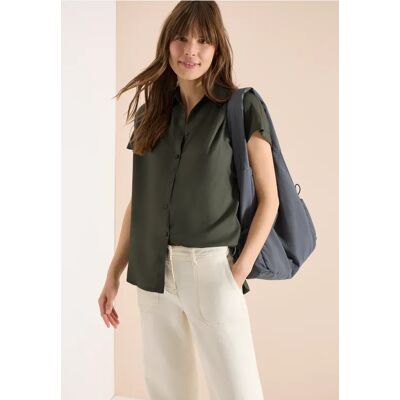 cecil Basic Bluse mit Hemdkragen in Unifarbe - Grün - Damen - Size: XL S XXL XS M L cecil Basic Bluse mit Hemdkragen in Unifarbe - Grün - Damen - Size: XL S XXL XS M L