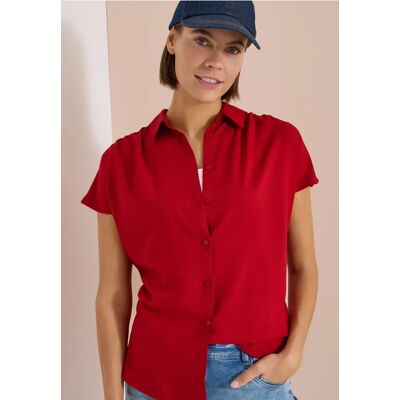 cecil Basic Bluse mit Hemdkragen in Unifarbe - Rot - Damen - Size: S L XL M XXL XS 3XL cecil Basic Bluse mit Hemdkragen in Unifarbe - Rot - Damen - Size: S L XL M XXL XS 3XL