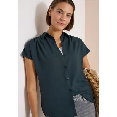cecil Basic Bluse mit Hemdkragen in Unifarbe - Blau - Damen - Size: XL XS S L XXL 3XL M cecil Basic Bluse mit Hemdkragen in Unifarbe - Blau - Damen - Size: XL XS S L XXL 3XL M