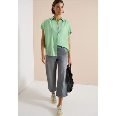 cecil Basic Bluse mit Hemdkragen in Unifarbe - Grün - Damen - Size: M XS XXL S XL L cecil Basic Bluse mit Hemdkragen in Unifarbe - Grün - Damen - Size: M XS XXL S XL L