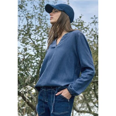 cecil Bluse mit Elastiksaum - Blau - Damen - Size: M L XS XXL S XL cecil Bluse mit Elastiksaum - Blau - Damen - Size: M L XS XXL S XL