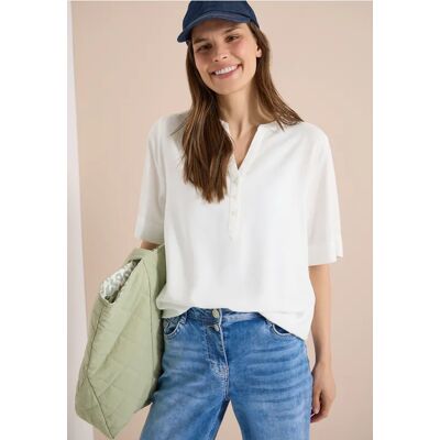 cecil Kurzarm Bluse mit Split Neck - Weiß - Damen - Size: M XS XXL XL S L cecil Kurzarm Bluse mit Split Neck - Weiß - Damen - Size: M XS XXL XL S L