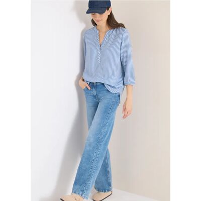 cecil 3/4-Arm Bluse mit Streifenmuster - Blau - Damen - Size: M XL L XS XXL cecil 3/4-Arm Bluse mit Streifenmuster - Blau - Damen - Size: M XL L XS XXL